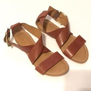 Franco Sarto Flat Leather Sandals Size 7.5